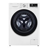 LG F4WV709P1E, Klasse A, Frontlader-Waschmaschine 9 kg, Wi-Fi, AI Direct Drive, Tiefenreinigung mit Dampf, TurboWash 360°, Große Kapazität, Außentür aus gehärtetem Glas, 60 x 62 x 85 cm ꟷ Weiß