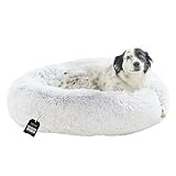 One PETS-TOP® Hundebett Mittelgroße Hunde [mit waschbarem Bezug] - Hundekorb, Katzenbett, Schlafplätze & Möbel für Hunde Langer Hundekörbchen, Dog Bed, 80 cm Durchmesser Perlgrau