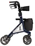 Bischoff & Bischoff Alevo Country Rollator, faltbar – Gelände-Rollator für drinnen und draußen, Gehwagen mit Profil-Bereifung und abnehmbarer Tasche, Sitzhöhe 58,5cm, Nacht-Blau