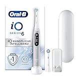 Oral-B iO Series 6 Elektrische Zahnbürste/Electric Toothbrush, 2 Aufsteckbürsten, 5 Putzmodi für Zahnpflege, Valentinstagsgeschenk für Ihn/Sie, Display & Reiseetui, Designed by Braun, grey opal