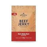 Grizzly Foods • Beef Jerky Burn Baby Burn (5 x 100g) • Trockenfleisch von deutschen Rindern • High Protein Snack • Ideal für Unterwegs, Büro, Sport