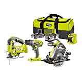 Ryobi - ONE+ Werkzeugset 3 Stück & 2 Akkus: Bohrschrauber 40Nm + Kreissäge 150mm + Pendelstichsäge + 1x Akku 2,0Ah und 1x Akku 4,0Ah + 1x Ladegerät - R18DDJSCSP-242S