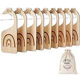 Babykleidung Trenner Holz, 10 Stück Baby Größentrenner Konfektionsgrößen 50-104, Kleiderschrank Trennwände Sortieren nach Deutschen Größen mit Holzkiste und Organzasäckchen-Doppelseitiges Lasers