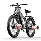 Shengmilo S600 𝐃𝐮𝐚𝐥 Motor Aluminium Rahmen E-Bike, Drehmoment 80N.M×2,26Zoll,3.0 Fat Tire Elektrofahrrad, 840WH Akku mit abnehmbarem Li-Ion Akku und 7 Gangschaltung e Bike Herren and ebike Damen