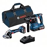 Bosch Professional 18V System Combo Kit: Winkelschleifer GWS 18V-7 + GBH 18V-22 (inkl. 2x 4.0Ah Akku, Schnellladegerät GAL 18V-40, Werkzeugtasche)