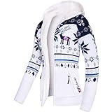 Nebulus Damen Jacke NORON, mit Kapuze, schicker Pullover im Norweger-Style (XL/42, Offwhite-navy)