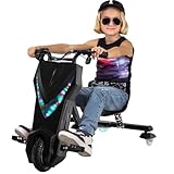 Actionbikes Motors Kinder Elektro Driftscooter 360 Grad | 250 Watt Elektromotor - 3 Geschwindigkeitsstufen - LED-Beleuchtung - Sitz verstellbar - Bluetooth - Drifter - Drift Trike (Schwarz)