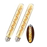 ZYUJIA E27 T30-225mm LED Edison Vintage Glühbirnen 5W(Äquivalente 50W Halogenbirne) 500LM Warmweiß 2700K Nicht Dimmbar E27 Braunglas Retro Tuber,2Packung