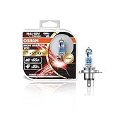 Osram NIGHT BREAKER 200, H4, + 200% Licht, Halogenlampe für Scheinwerfer, 64193NB200-HCB, 12-V-Auto, Silber, Doppelbox (2 Lampen)