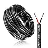 10 Meter 18AWG 2x0,75mm² Elektrischer Draht, 2 Adrig Kabel 5V/12V/24V Stromkabel Verzinntes Kupferkabel，Flexibel und Weich Niedrige Impedanz Hohe Temperaturbeständigkeit Verlängerungskabel