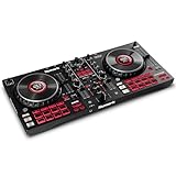 Numark Mixtrack Platinum FX - DJ Controller Pult mit 4-Deck Kontrolle, integriertem Audio Interface, Jogwheel-Displays und Effektpaddeln