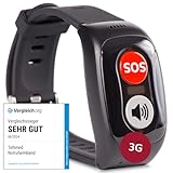 tellimed Carino 3G - Notfallarmband Senioren mit Telefonfunktion, SIM Slot & ohne ABO - Senioren Notruf Armband & Notrufknopf für Senioren & Erwachsene