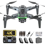 HYTOBP S166 Drohne mit Kamera 4K für Erwachsene, GPS Drone mit 3 Kameras/Akkus, FPV RC Quadrocopter mit Bürstenlos Motor, Automatische Rückkehr, Niedrige Batterierückgabe, Follow Me, unter 249g