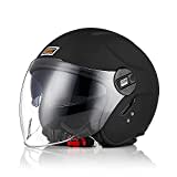 ORIGINE Motorradhelm Jethelm Roller Helm Scooter Helm Chopper Helm Moped Mofa Helm mit Doppelvisier ECE Zertifizierung (SOLID MATT Black,M)