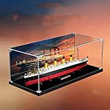 OKCELL Vitrine für Lego 10294 Titanic, Vitrine Kompatibel mit Lego 10294 Titanic, mit bemaltem Hintergrund, 3MM Acryl Schaukasten, Collectibles Staubdichte Vitrine