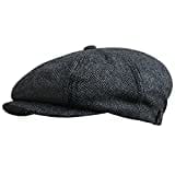 WEROR Herren Schiebermütze Flatcap Cap Mütze Fischgrät WEROR-320.1 (58-59, Anthrazit)