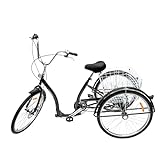 ARBGO 26 Zoll Erwachsene Dreiräder 3 Rad Fahrräder Fahrrad mit Gemüsekorb Verstellbarer Sitz Erwachsene Trikes Dreirad, für Senioren, Frauen, Männer, Schwarz