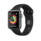 Apple Watch Series 3 GPS, 42 mm Aluminiumgehäuse, Space Grau, mit Sportarmband, Schwarz