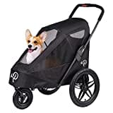 Petique Breeze Große Hundebuggy Hundewagen wandelbar Fahrradanhänger für Hunde mit Luftreifen, Schwarz, 1 Stück (1er Pack)