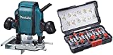 Makita RP0900J Oberfräse 900 W, Blau, Silber, 8 x 210 mm + Fräser-Set