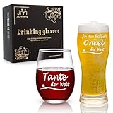 Joymaking Weinglas&Bierglas Set Geschenk für Tante und Onkel, Beste Tante und Onkel Geschenke, Beste Tante Geschenk, Onkel Geschenke, Tante und Onkel Geschenke Weihnachten, Tante und Onkel Glas 500ml