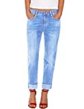 Fraternel Damen Jeans Hose Boyfriend Baggy Stretch Relaxed Hellblau M