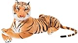 BRUBAKER XXL Tiger Kuscheltier Braun 110 cm - liegend Stofftier Plüschtier