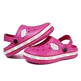 VIYEAR Kinder Jungen Mädchen LED Clogs Süße leichte Sommer Hausschuhe Garden Beach Sandalen, 32 EU, Rosenrot