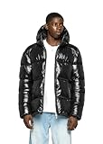 Burocs Shiny Puffer Jacket - Black - Jacke Herren - 2-Wege-Reißverschluss & Logo am Rücken - Kordelzug - 100% Nylon Obermaterial, Größe:S, Farbe:Black