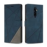 SONWO Hülle für Oppo Reno 2Z / Oppo Reno 2F, Premium PU Leder Handyhülle Flip Case Wallet Silikon Schutzhülle Klapphülle für Oppo Reno 2Z / Oppo Reno 2F, Blau