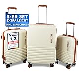 SCHWANFELD® Koffer Set Kofferset 3 teilig Hartschale Reisekoffer Set [INKL TSA-SCHLOSS] - Koffer Groß Hartschalenkoffer Set - Koffer & Trolleys - Reisekoffer mit Rollen - Gepäck-Sets Koffer Handgepäck