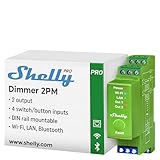 Shelly Pro Dimmer 2PM | Professioneller 2-Kanal-DIN-Hutschienen-Smart-Dimmer mit Leistungsüberwachung | LAN, WLAN und Bluetooth | DIN-Hutschiene | für Leds und Halogenlampen - 200 W | iOS-Android-App