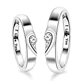 KnSam Paar Ring 925 Sterlingsilber Liebe Herz Partnerringe Eheringe Trauringe Hochzeit Verlobung für Damen und Herren, mit Gravur I Love You, Silber Verstellbar Größe [Neuheit Ring]