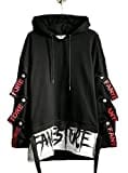 Hello MrLin Herren Techwear Japanischer Harajuku Kapuzenpullover Hip Hop Streetwear Urban Hoodie, Schwarz, S