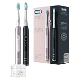 Oral-B Pulsonic Slim Luxe 4900 Elektrische Schallzahnbürste/Electric Toothbrush, Doppelpack 2 Aufsteckbürsten, 3 Putzmodi für Zahnpflege, Geschenk Mann/Frau, Designed by Braun, schwarz/rosegold