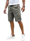 Elegancity Kurze Hosen Grau Herren Cargo Shorts Sommer Freizeithose Kurze Elastische Taille Chino Shorts Mit 6 Taschen M