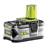 Ryobi Li-Ion Akku 5,0 Ah RB18L50 (18 V Werkzeugakku, Überlastschutz, Akku-Ladestandsanzeige, Ersatzakku) 5133002433