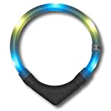 LEUCHTIE® Leuchthalsband Plus für Hunde, wasserdichtes LED Halsband, enorm hell 100h Leuchtdauer, Hundehalsband Leuchtend für kleine mittlere und große Hunde eisblau-vanille Größe 47,5