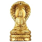 JEEIJ Foxi Tathagata Buddha-Statue Aus Messing, Schlangen-Buddha-Ornamente, Buddha-Skulptur for Basteln for Zuhause/Büro [7,5 Zoll Groß]