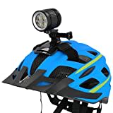 FISCHER Fahrrad Helmlampe | LED Akku Helmleuchte mit 7 Std. Leuchtdauer | Offroad-Action-Leuchte | 4 Dauerleuchtmodi | Akkuanzeige | Go-Pro Halterung | 1600 Lumen, Schwarz