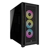 Corsair iCUE 5000D RGB Airflow Mid-Tower-Gehäuse, 3 × AF120 RGB Elite-Lüfter – iCUE Lighting Node PRO-Beleuchtungssteuerung – Konstruktion Mit Hohem Luftdurchsatz - Schwarz