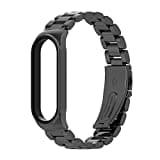 KOMI Armband kompatibel mit Xiaomi Mi Band 6/5/4/3 Armband, Metall-Armband, Ersatz-Armband für Herren und Damen (Black)