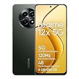 realme 12 x 5G Smartphone 8+256 GB, Kamera mit 50 MP KI, Dual Standby 5G, Flüssigkeitsschutz für 48 Monate TÜV SÜD, Display 120 Hz, Akku mit 5.000 mAh, Glowing Black (Kein Adapter)