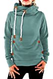 Cindeyar Damen Hoodie Winter Pullover Kapuzenpullover Langarm Baumwoll Mischung Warmer Sweatshirt Kapuzenjacke(107-Minzgrün,M)