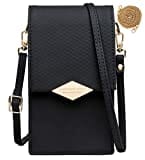 HAIWILL Handy Umhängetasche Leder Kleine Crossbody Geldbörse Mini Handytasche zum Umhängen Handy Tasche für iPhone 12/11/XR/Xs, Samsung Galaxy S10/S9/S8, Handy bis zu 6.5'' (2021 Schwarz)