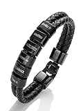 MYCLUSIV® Personalisiertes Lederarmband Herren Schwarz mit Namen - Armband mit Gravur - Vatertagsgeschenk für Männer - Männerarmband - Geschenk Papa