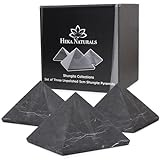 Heka Naturals Unpolierte Shungit Pyramide Kristall 3er-Set | 5 cm - Schwarze Mineralsteine für Dekoration & Meditation - Wohnzimmerkristalle - Natürliche Barriere & Reiniger - Fullerene