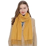 DonDon Schal Damen Winter Wollschal Winterschal warm weich 185 x 65 cm gelb