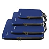 Eono Komprimierbaren Packwürfeln zur Organisation Ihres Reisegepäcks, Compression Packing Cube, Packtaschen Set und Gepäck Organizer für Rucksack und Koffer - Navy, 4-teilig