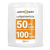 versando Premium Luftpolsterfolie 100m x 0,5m Versand, Verpackung, Umzug Noppenfolie Bubble Wrap LPF Rolle